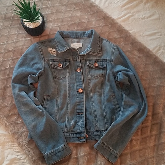 Ci Sono Jackets & Blazers - Ci Sono Distressed Jean Jacket
